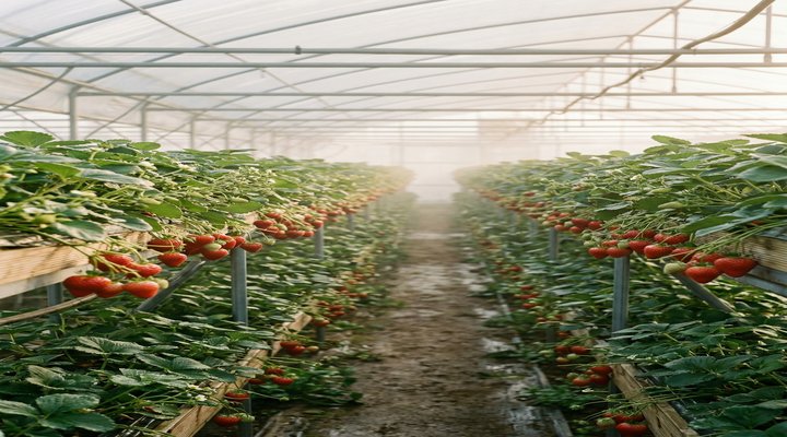 딸기 재배 이미지